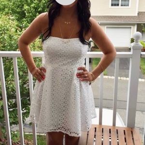 White Lace Strapless Dress- Small